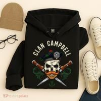 Campbell Surname Scottish Clan Skull Tam Dirks Tartan Badge Hoodie thumb 4