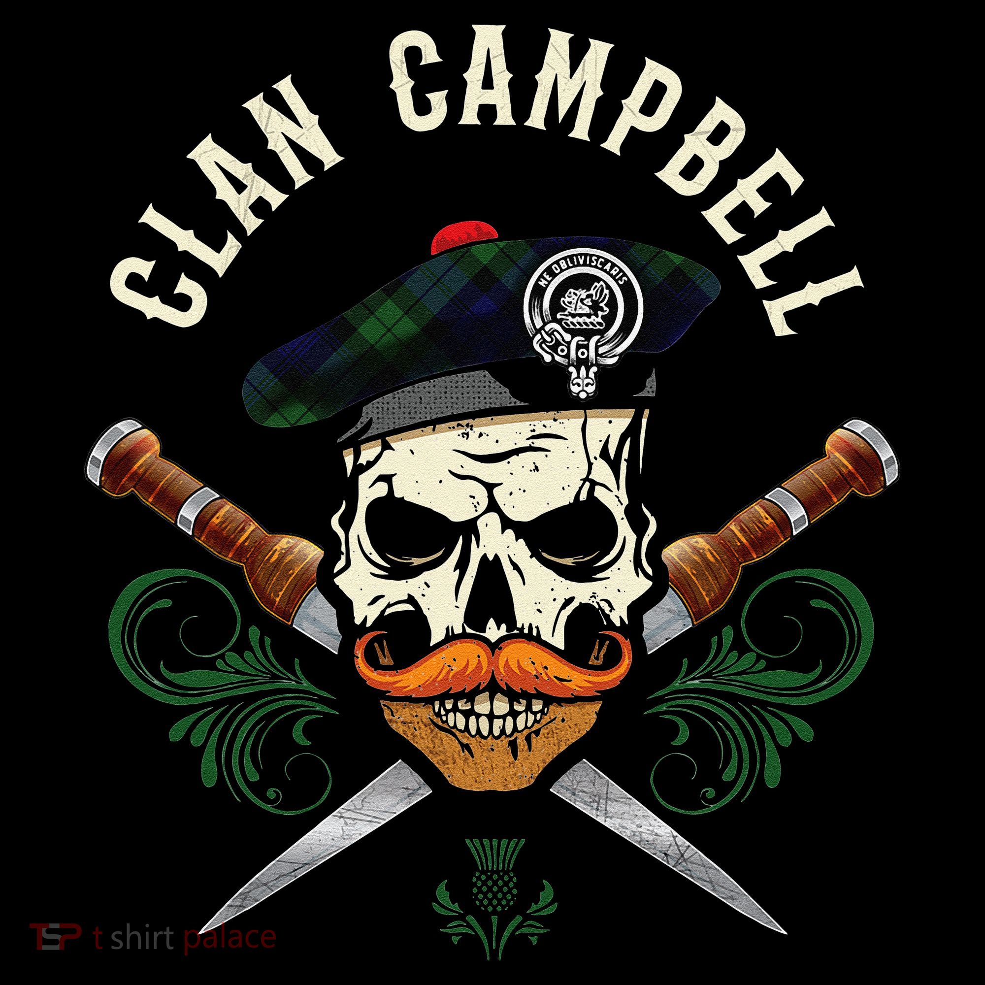 Campbell Surname Scottish Clan Skull Tam Dirks Tartan Badge Hoodie