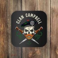 Campbell Surname Scottish Clan Skull Tam Dirks Tartan Badge Coaster thumb 0