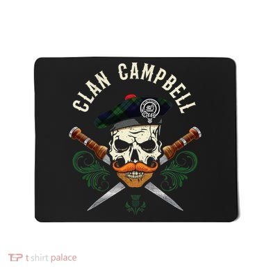Campbell Surname Scottish Clan Skull Tam Dirks Tartan Badge Mousepad