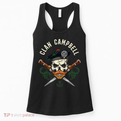 Campbell Surname Scottish Clan Skull Tam Dirks Tartan Badge Women's Tank Top