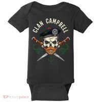 Campbell Surname Scottish Clan Skull Tam Dirks Tartan Badge Baby Bodysuit thumb 0
