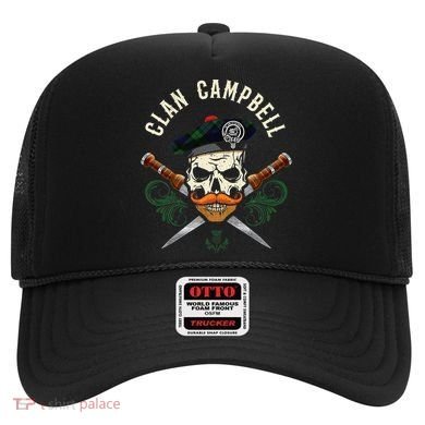 Campbell Surname Scottish Clan Skull Tam Dirks Tartan Badge Hat