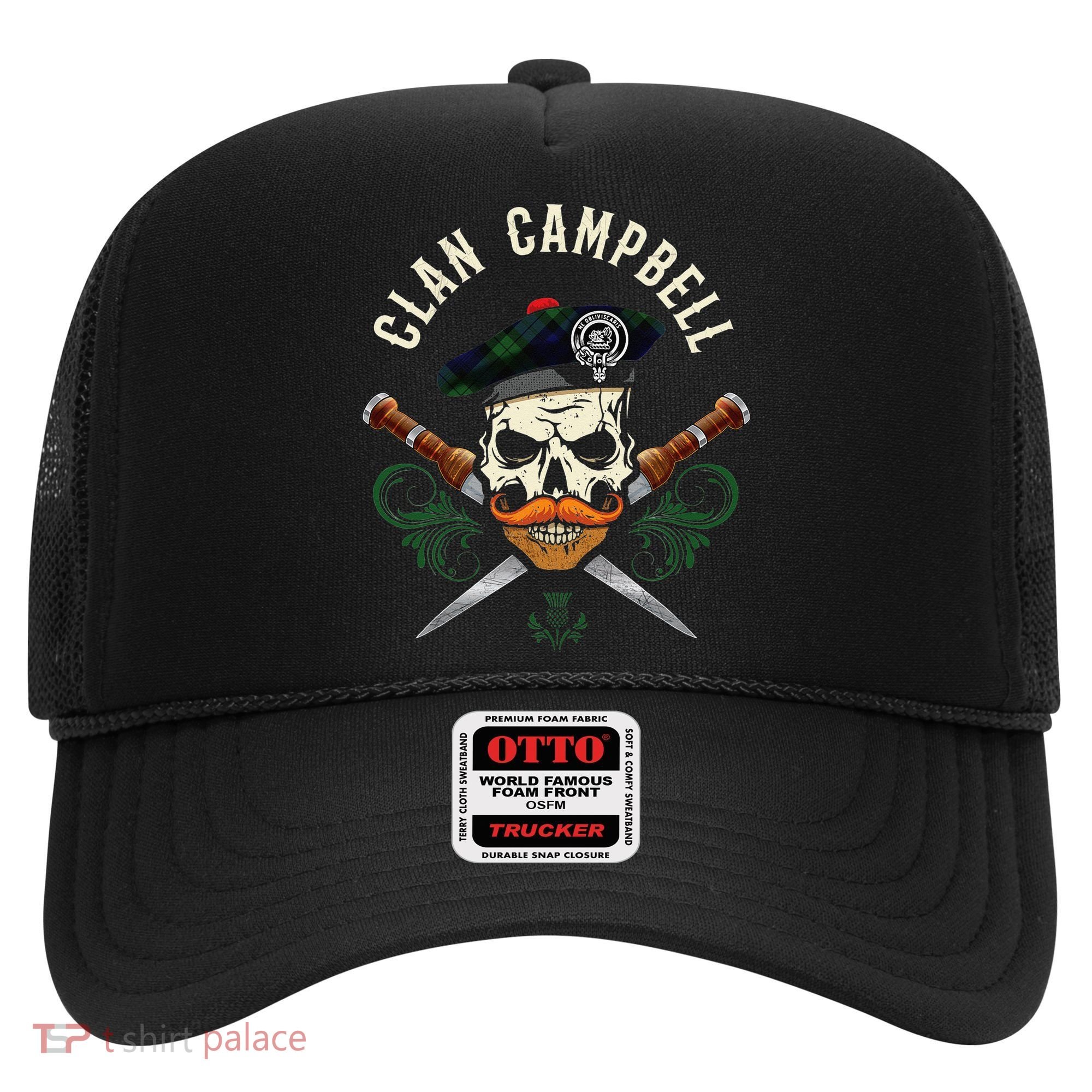 Campbell Surname Scottish Clan Skull Tam Dirks Tartan Badge Hat