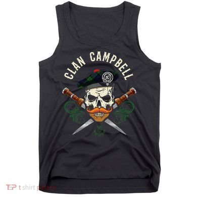 Campbell Surname Scottish Clan Skull Tam Dirks Tartan Badge Tank Top