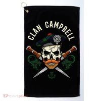 Campbell Surname Scottish Clan Skull Tam Dirks Tartan Badge Golf Towel thumb 0