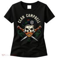 Campbell Surname Scottish Clan Skull Tam Dirks Tartan Badge Women's T-Shirt thumb 0