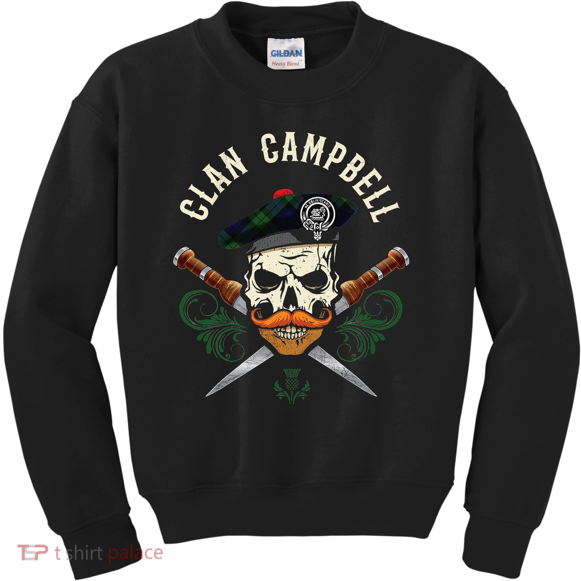 Campbell Surname Scottish Clan Skull Tam Dirks Tartan Badge Kids Sweatshirt