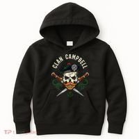 Campbell Surname Scottish Clan Skull Tam Dirks Tartan Badge Kids Hoodie thumb 0