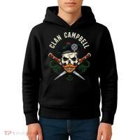 Campbell Surname Scottish Clan Skull Tam Dirks Tartan Badge Kids Hoodie thumb 4