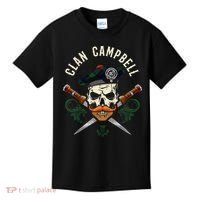 Campbell Surname Scottish Clan Skull Tam Dirks Tartan Badge Kids T-Shirt thumb 0