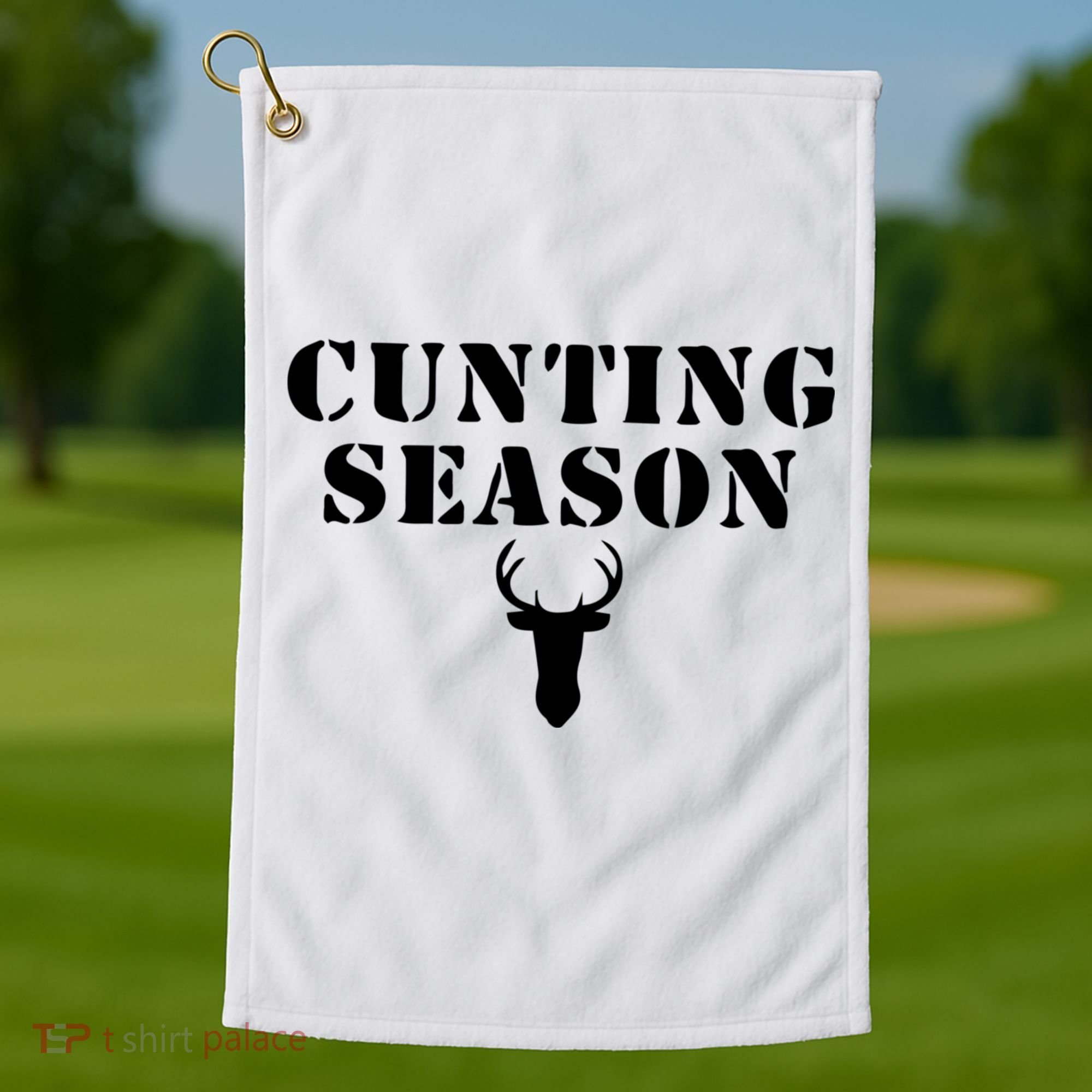 Cunting Season Shirt Funny Hunting Deer Season Golf Towel