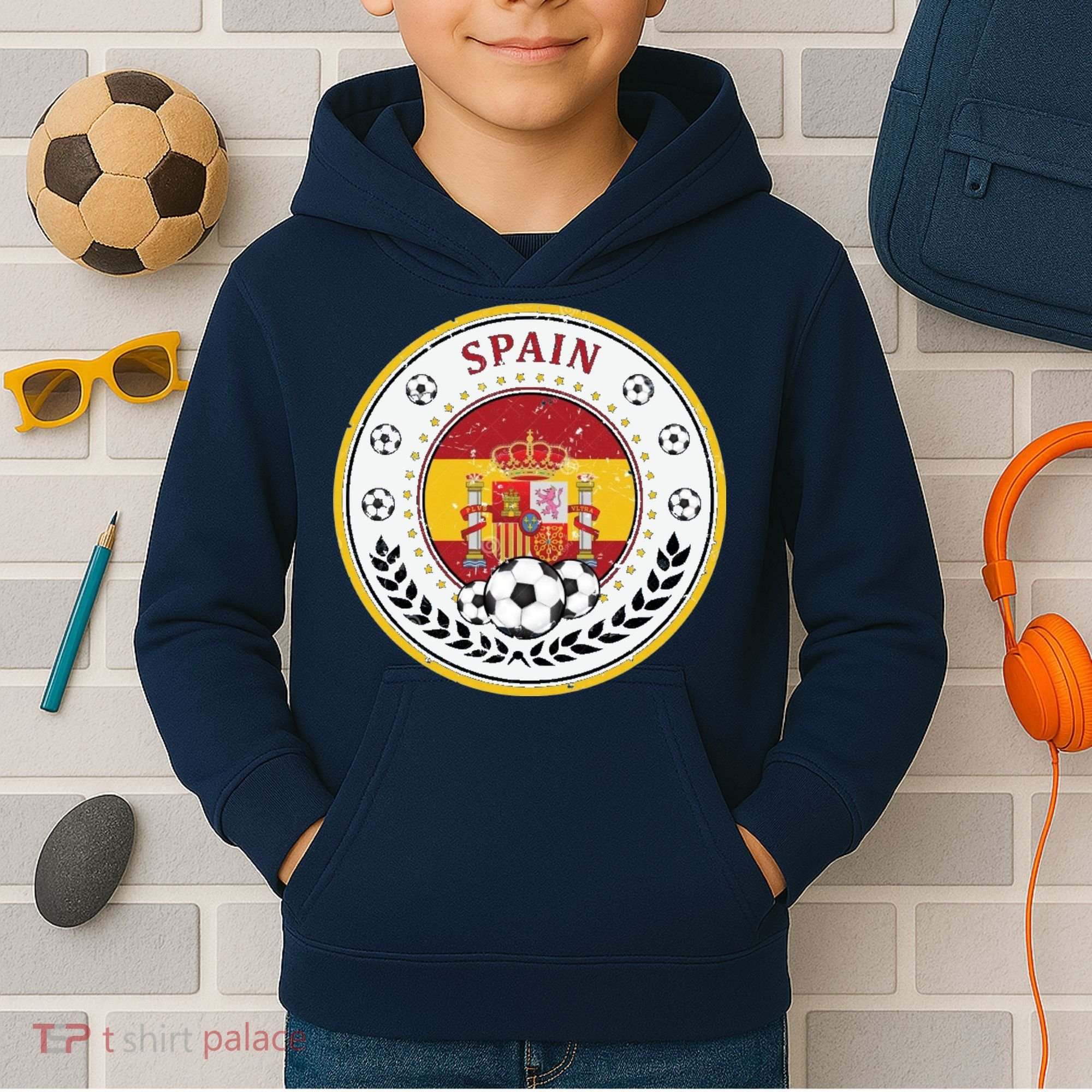 Cool Spain Soccer Logo Kids Hoodie