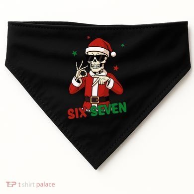 Christmas Six Seven Skeleton Santa 67 Meme Xmas USA-Made Doggie Bandana