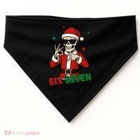 Christmas Six Seven Skeleton Santa 67 Meme Xmas USA-Made Doggie Bandana thumb 0
