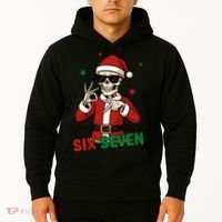 Christmas Six Seven Skeleton Santa 67 Meme Xmas Hoodie thumb 2