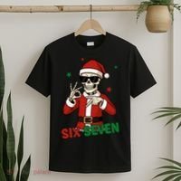 Christmas Six Seven Skeleton Santa 67 Meme Xmas T-Shirt thumb 2