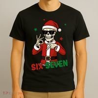 Christmas Six Seven Skeleton Santa 67 Meme Xmas T-Shirt thumb 3