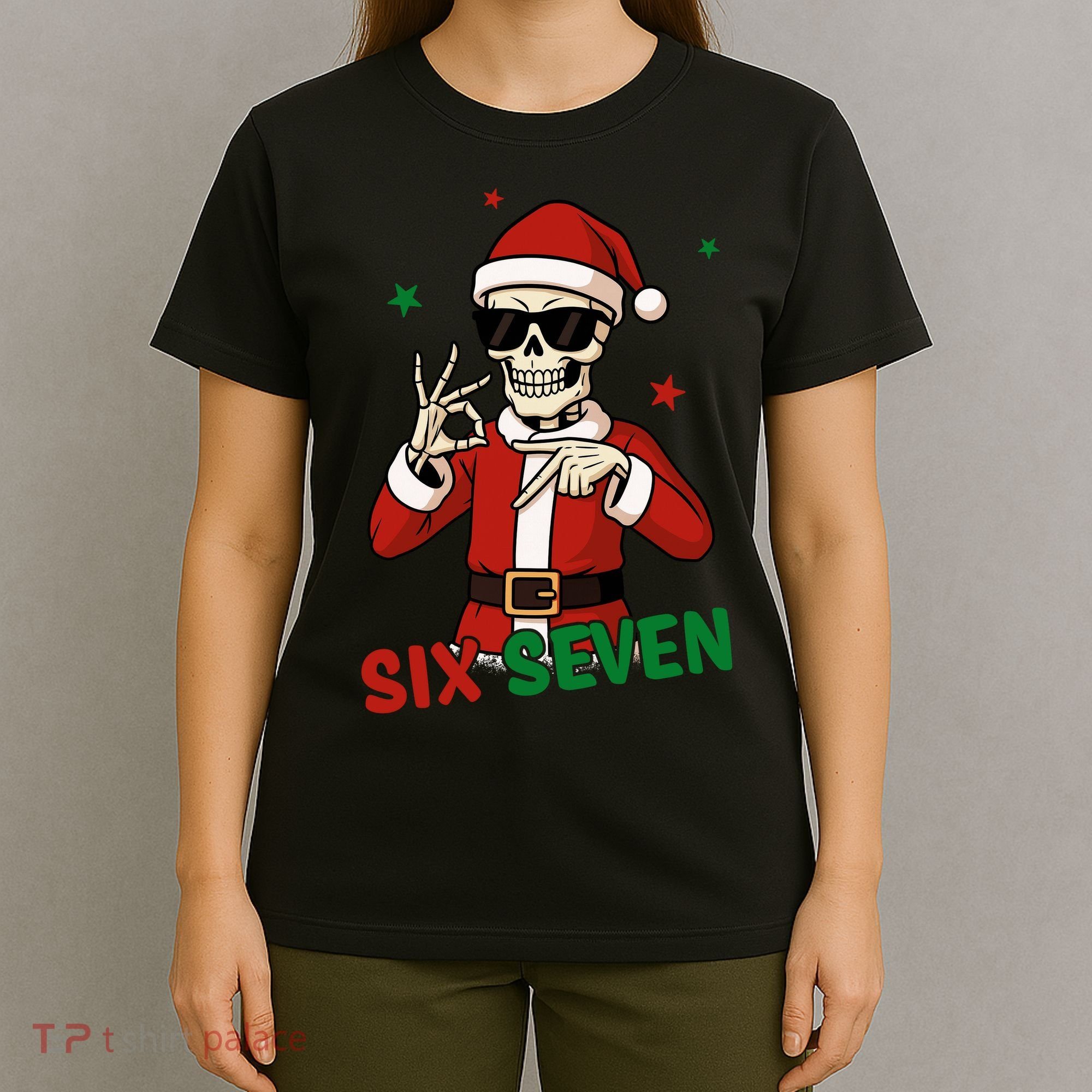 Christmas Six Seven Skeleton Santa 67 Meme Xmas T-Shirt