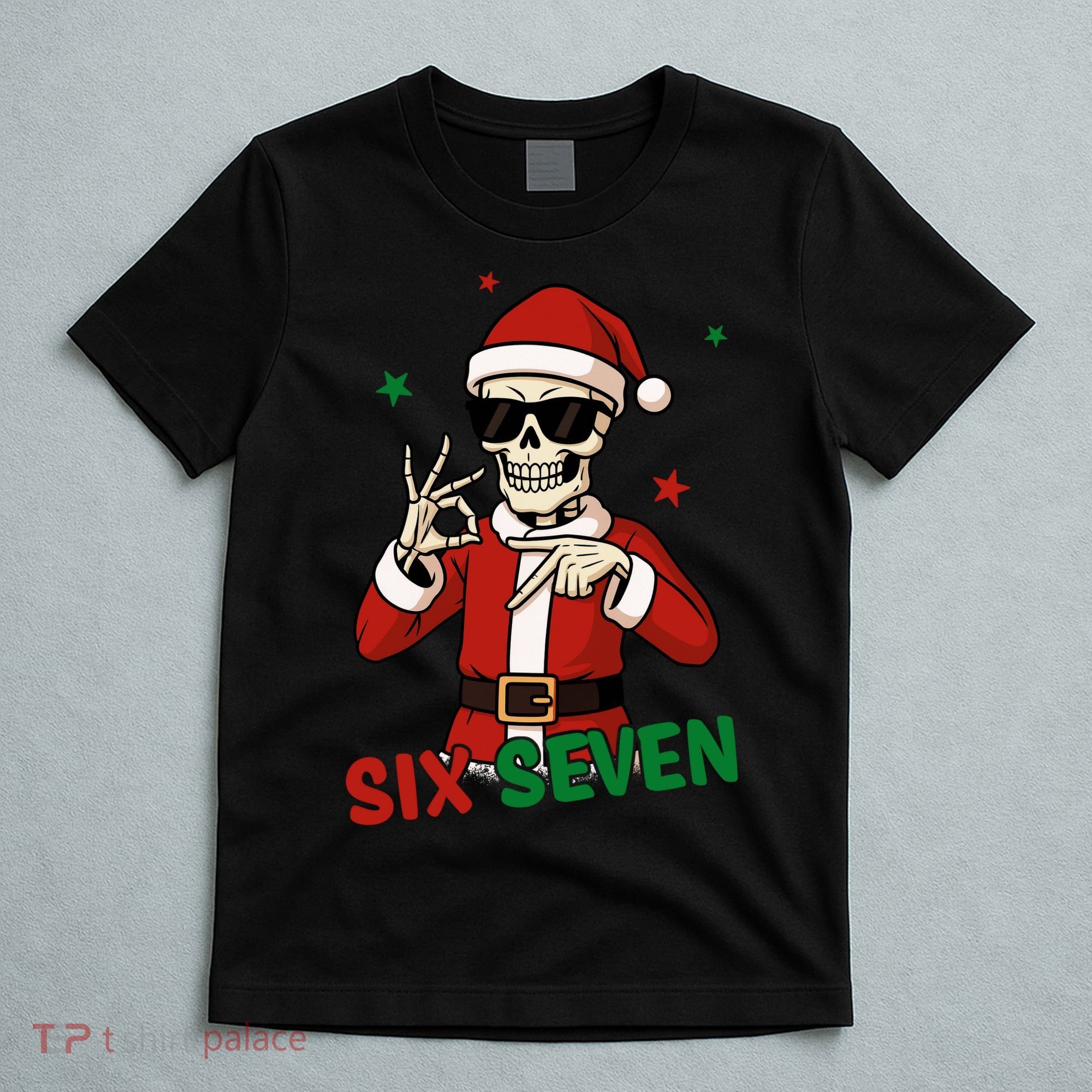 Christmas Six Seven Skeleton Santa 67 Meme Xmas T-Shirt