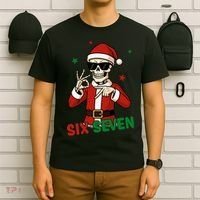 Christmas Six Seven Skeleton Santa 67 Meme Xmas T-Shirt thumb 6