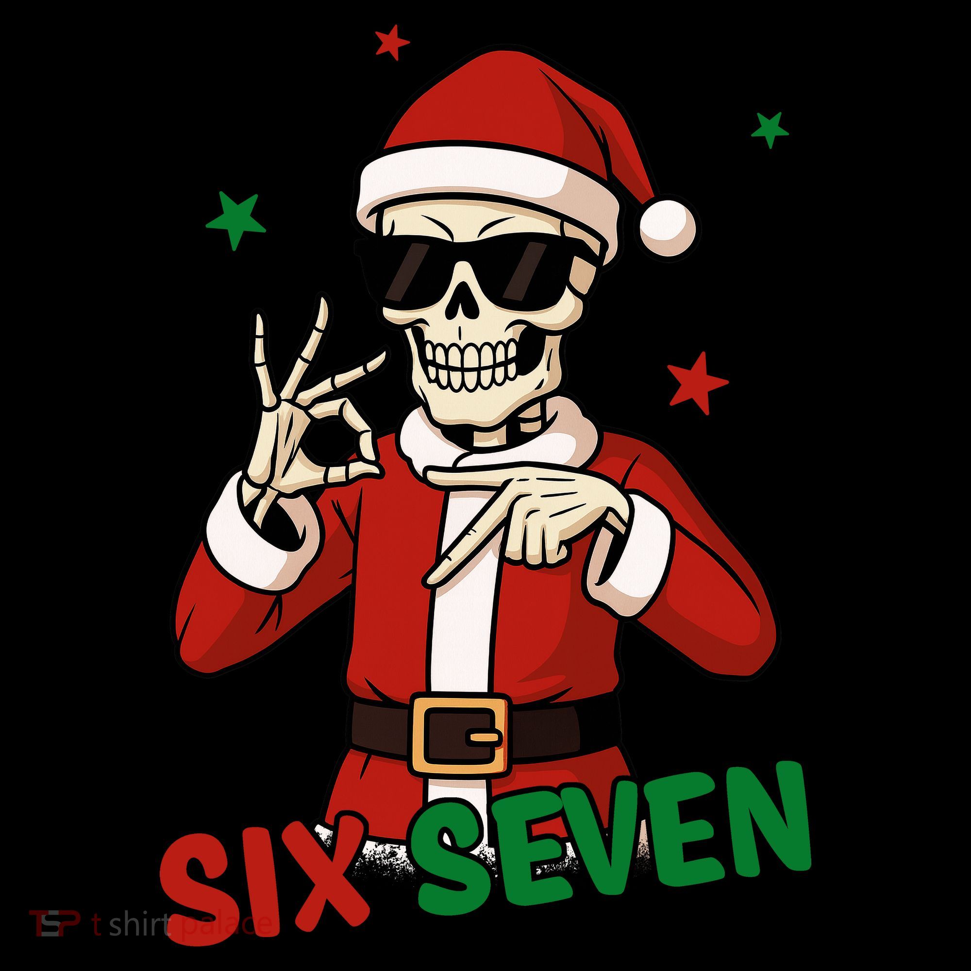 Christmas Six Seven Skeleton Santa 67 Meme Xmas Button
