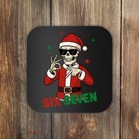 Christmas Six Seven Skeleton Santa 67 Meme Xmas Coaster thumb 0