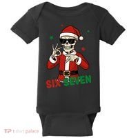 Christmas Six Seven Skeleton Santa 67 Meme Xmas Baby Bodysuit thumb 0