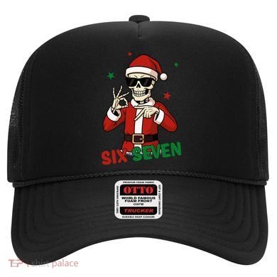 Christmas Six Seven Skeleton Santa 67 Meme Xmas Hat