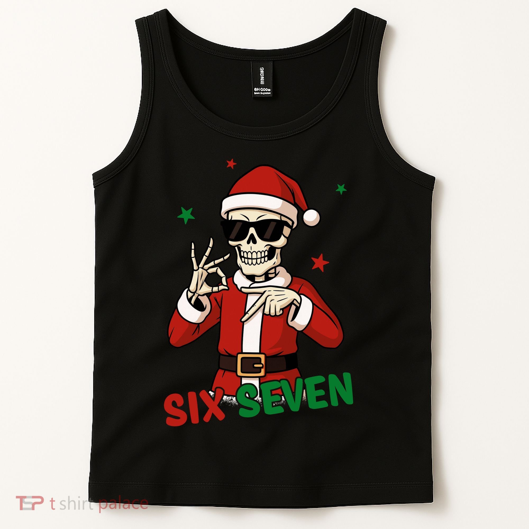 Christmas Six Seven Skeleton Santa 67 Meme Xmas Tank Top