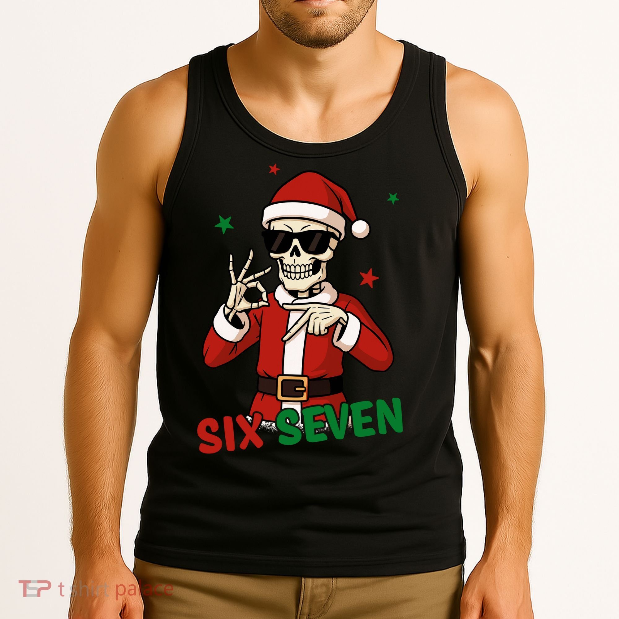 Christmas Six Seven Skeleton Santa 67 Meme Xmas Tank Top