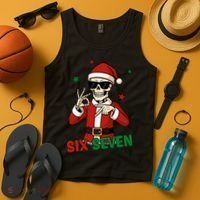 Christmas Six Seven Skeleton Santa 67 Meme Xmas Tank Top thumb 4
