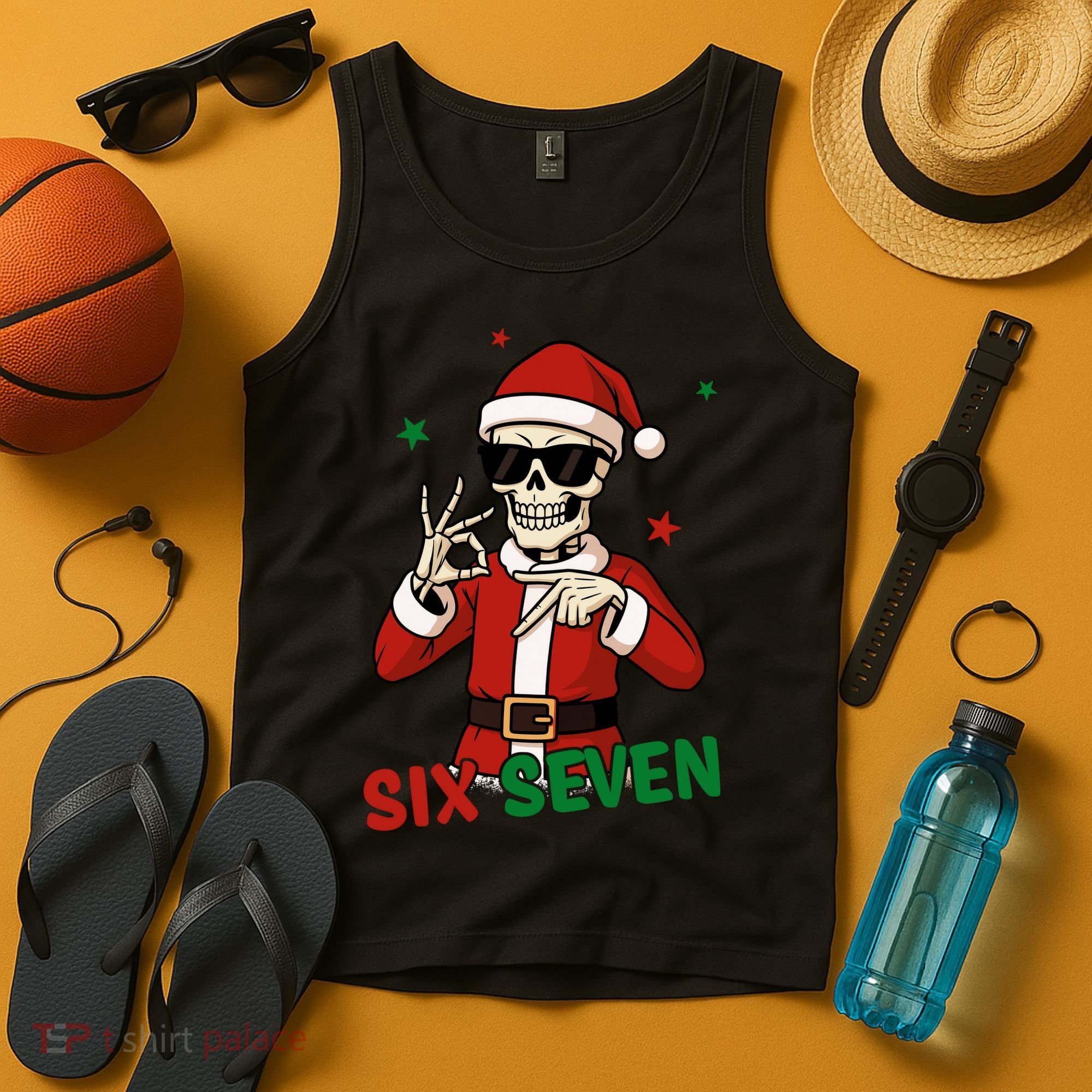 Christmas Six Seven Skeleton Santa 67 Meme Xmas Tank Top