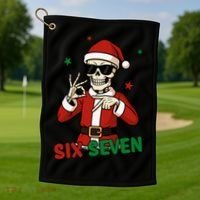 Christmas Six Seven Skeleton Santa 67 Meme Xmas Golf Towel thumb 1