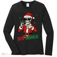 Christmas Six Seven Skeleton Santa 67 Meme Xmas Women's Long Sleeve Shirt thumb 0