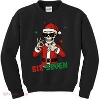 Christmas Six Seven Skeleton Santa 67 Meme Xmas Kids Sweatshirt thumb 0