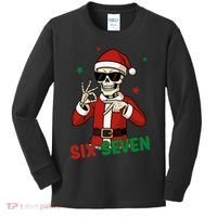 Christmas Six Seven Skeleton Santa 67 Meme Xmas Kids Long Sleeve Shirt thumb 0
