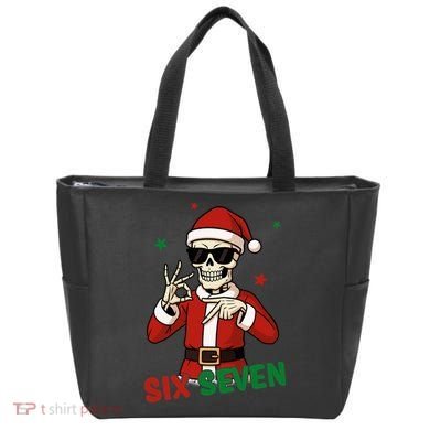 Christmas Six Seven Skeleton Santa 67 Meme Xmas Tote Bag