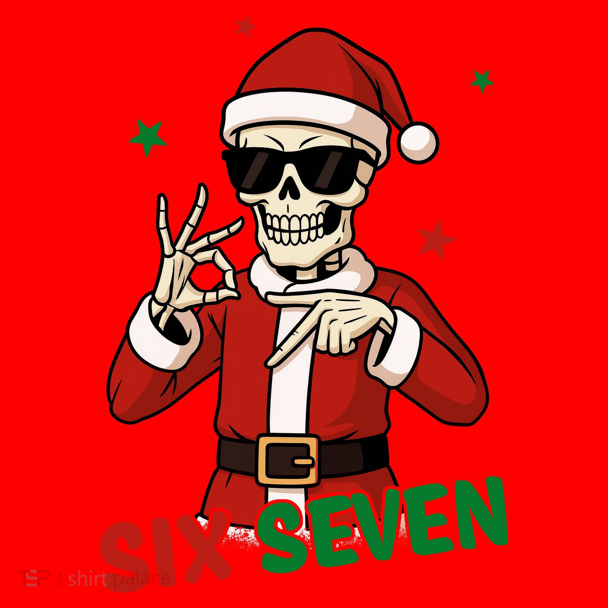 Christmas Six Seven Skeleton Santa 67 Meme Xmas Santa Hat
