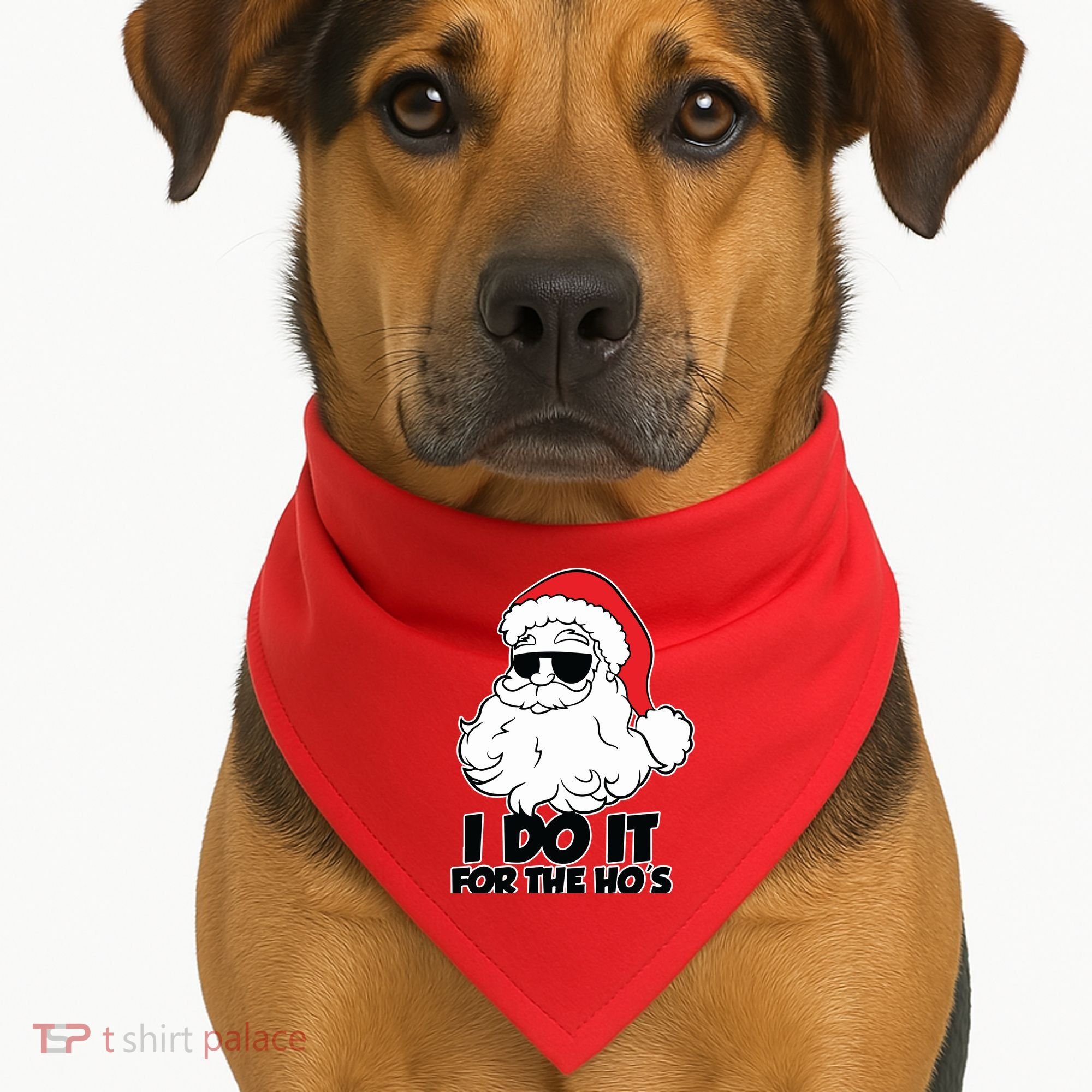 Christmas Santa Shirt I Do It For The Hos Ho Ho Ho USA-Made Doggie Bandana