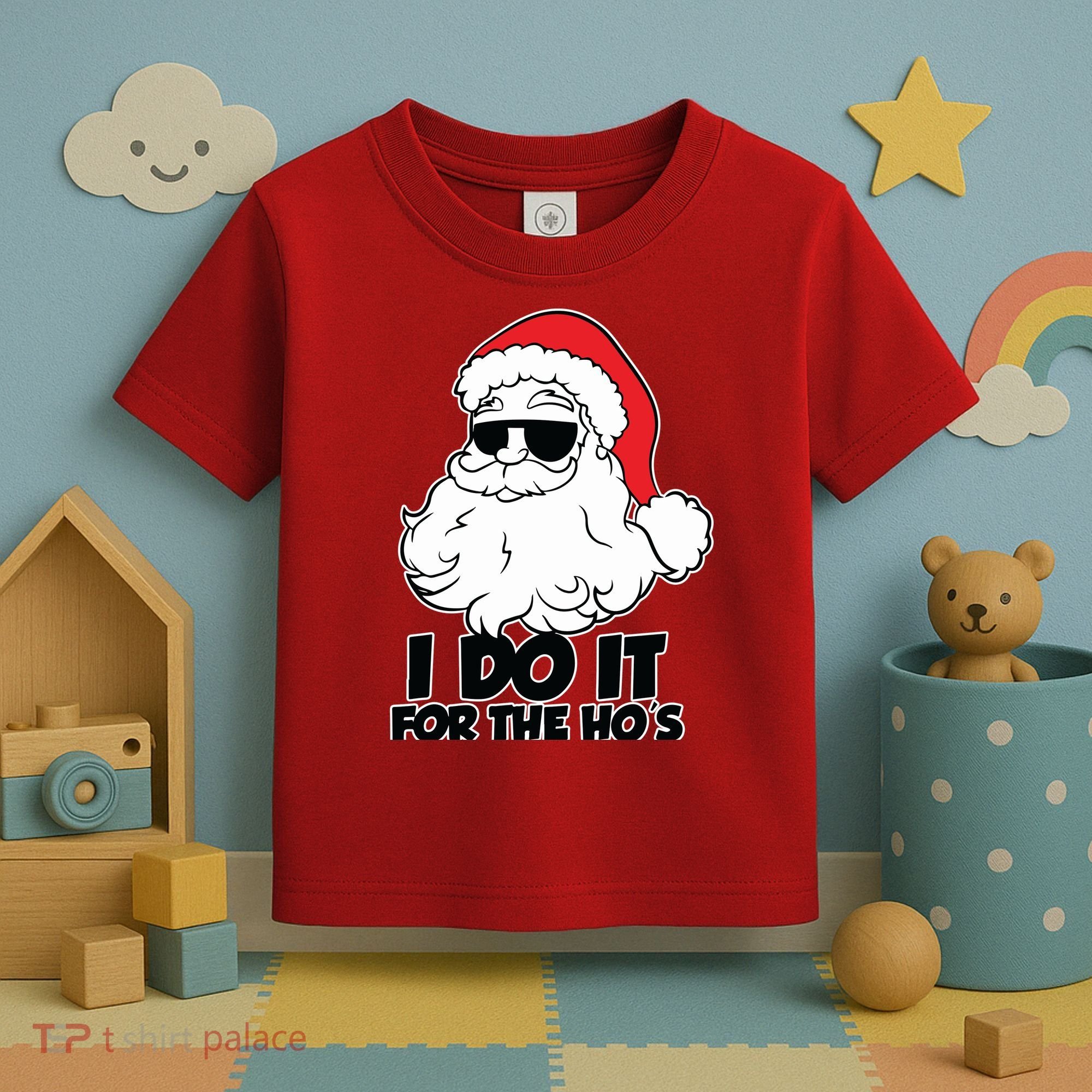 Christmas Santa Shirt I Do It For The Hos Ho Ho Ho Toddler T-Shirt