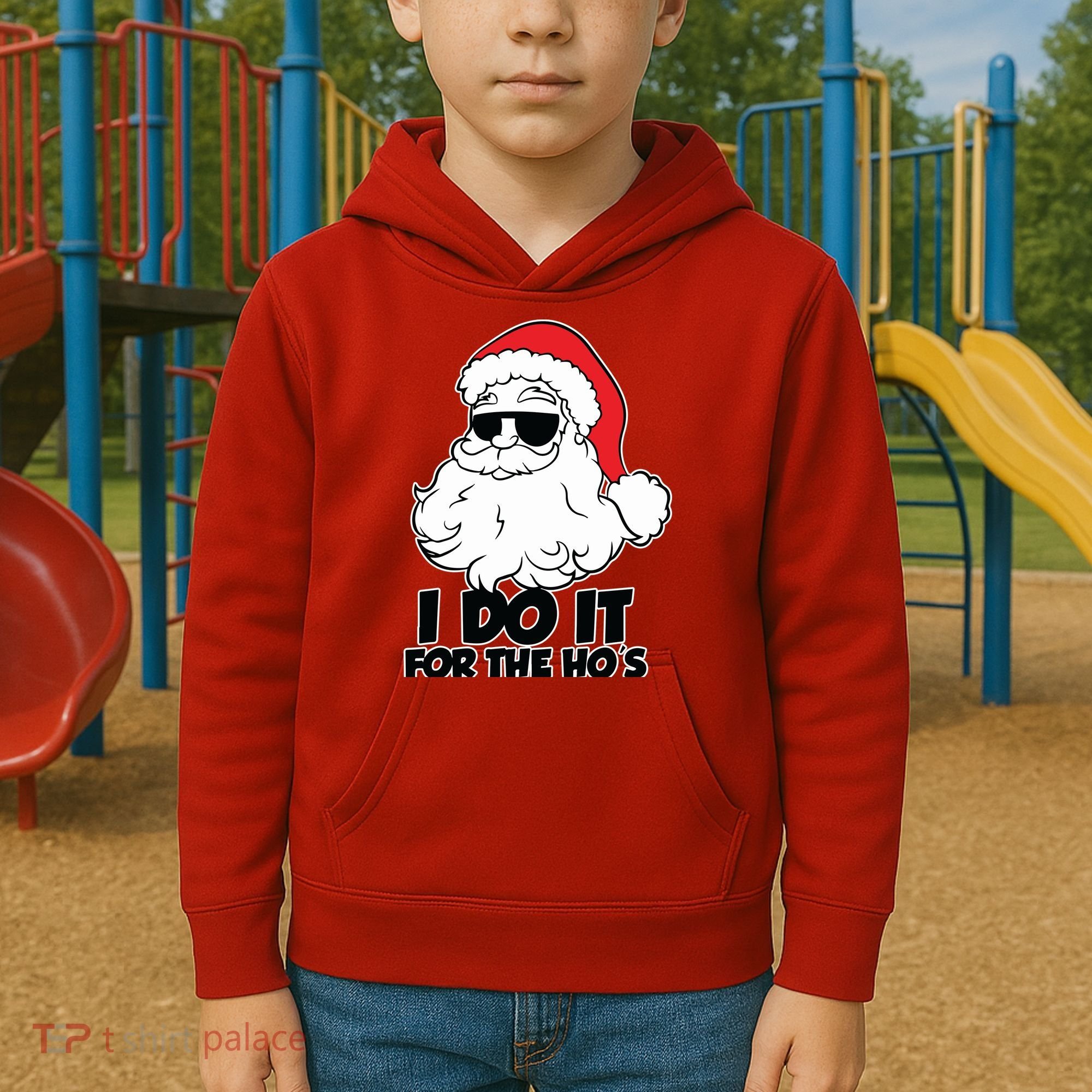 Christmas Santa Shirt I Do It For The Hos Ho Ho Ho Kids Hoodie