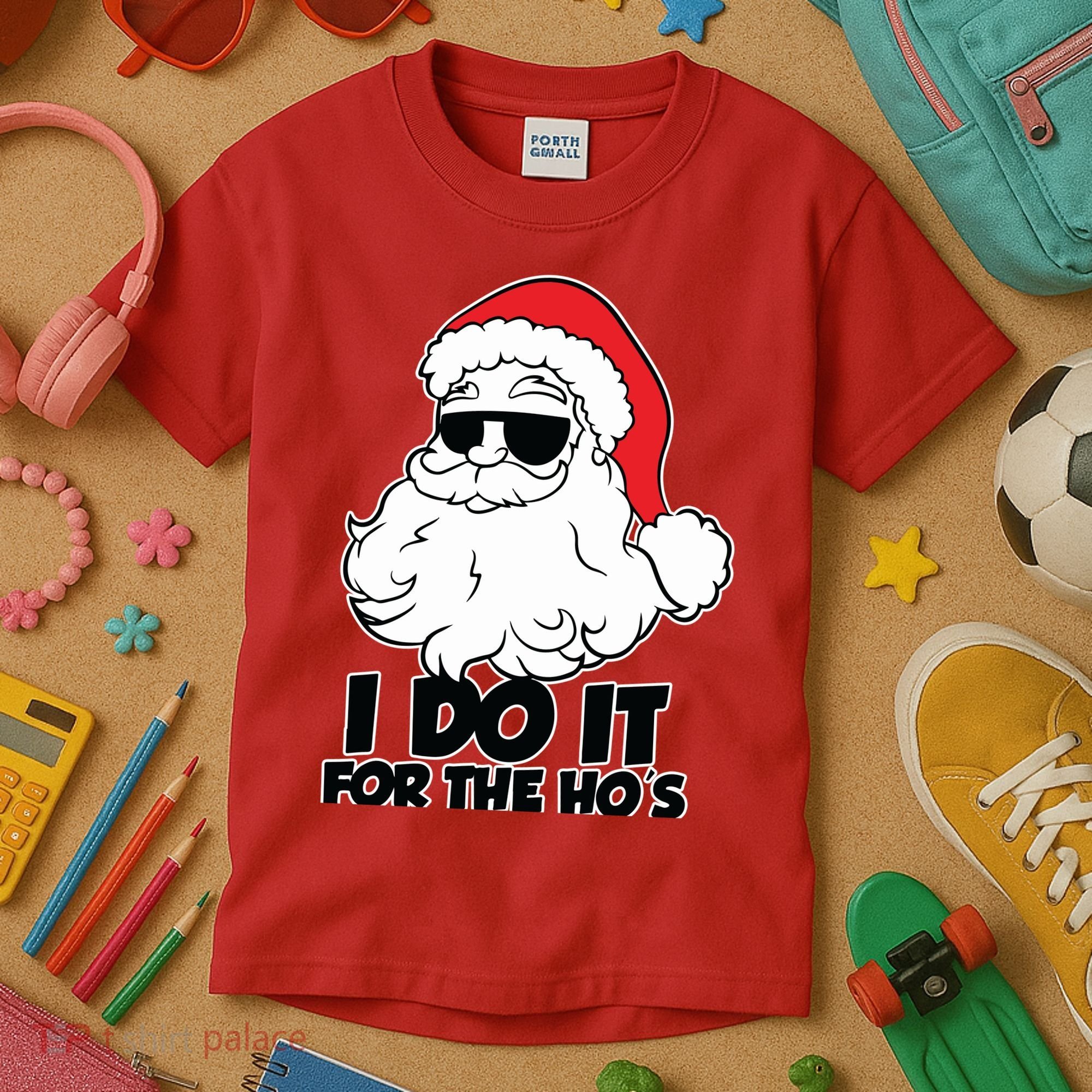 Christmas Santa Shirt I Do It For The Hos Ho Ho Ho Kids T-Shirt