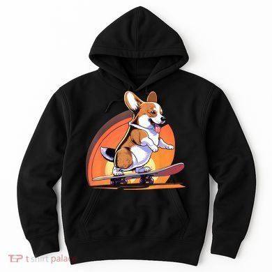 Corgi Skateboarding Skater Dog Retro Vintage Hoodie