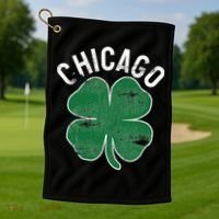 Chicago Shamrock St. Patrick's Day Saint Paddy's Irish Golf Towel thumb 1