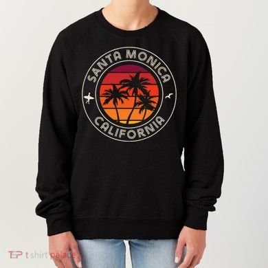 California Sunset Surfer And Seagull Santa Monica Beach Women's Sweatshirt