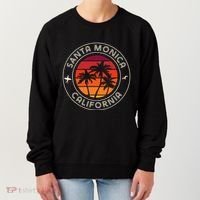 California Sunset Surfer And Seagull Santa Monica Beach Women's Sweatshirt thumb 0