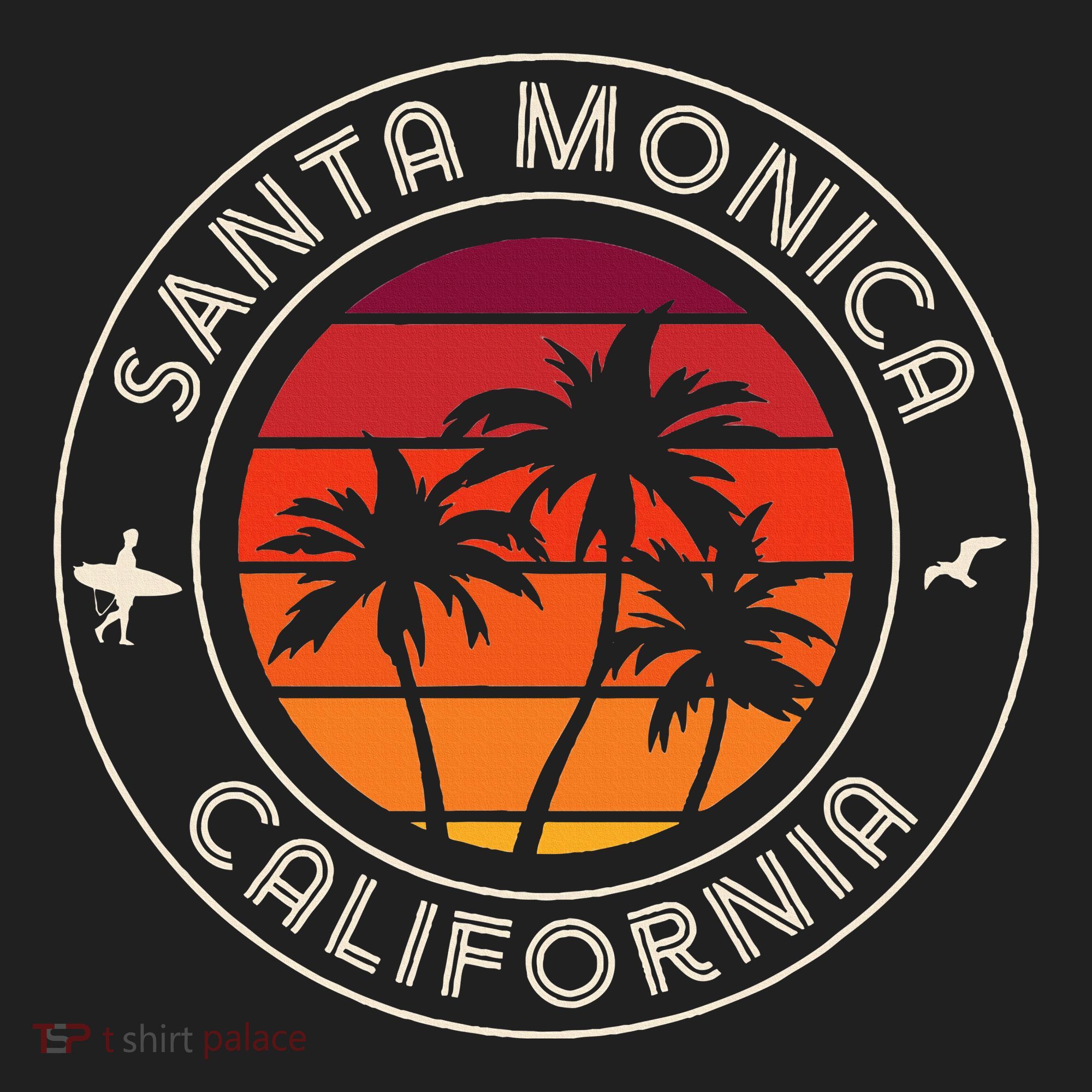 California Sunset Surfer And Seagull Santa Monica Beach Women's Sweatshirt