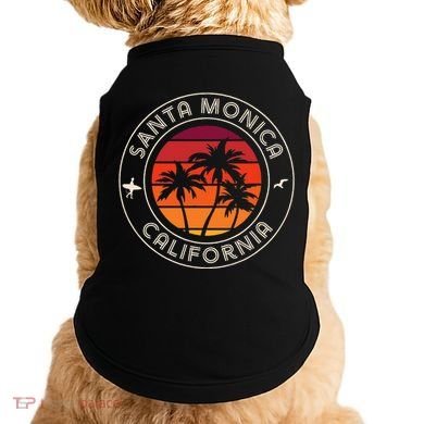 California Sunset Surfer And Seagull Santa Monica Beach Doggie Tank