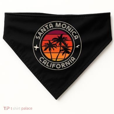 California Sunset Surfer And Seagull Santa Monica Beach USA-Made Doggie Bandana